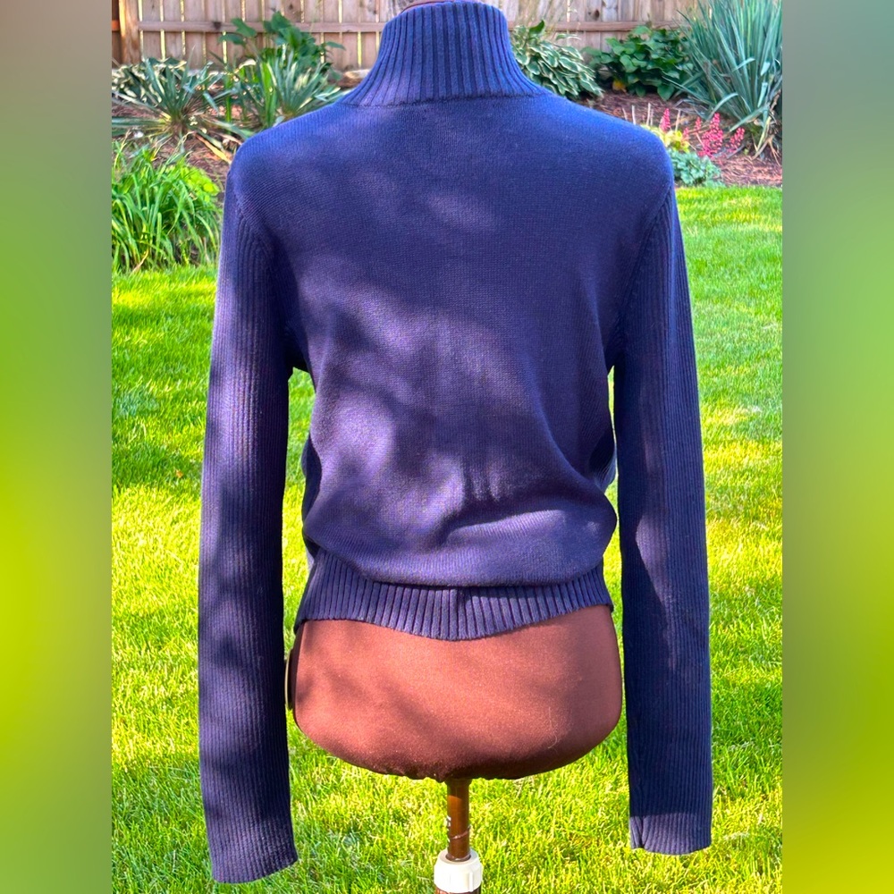 RALPH LAUREN sM navy zip cardigan-ribbed sides/sleeves-💯cotton-looks NEW! - Picture 2 of 5